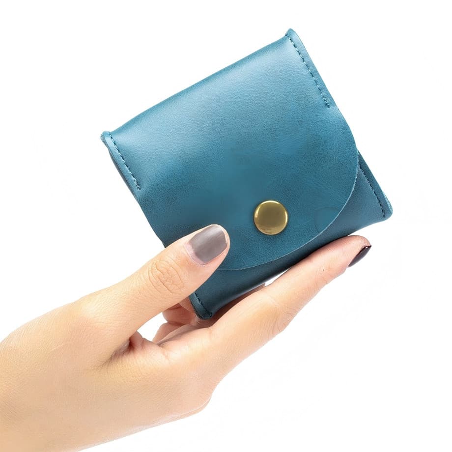 40代女性プレゼント 本革小銭入れ ボックス型 片手で開閉 コンパクト財布