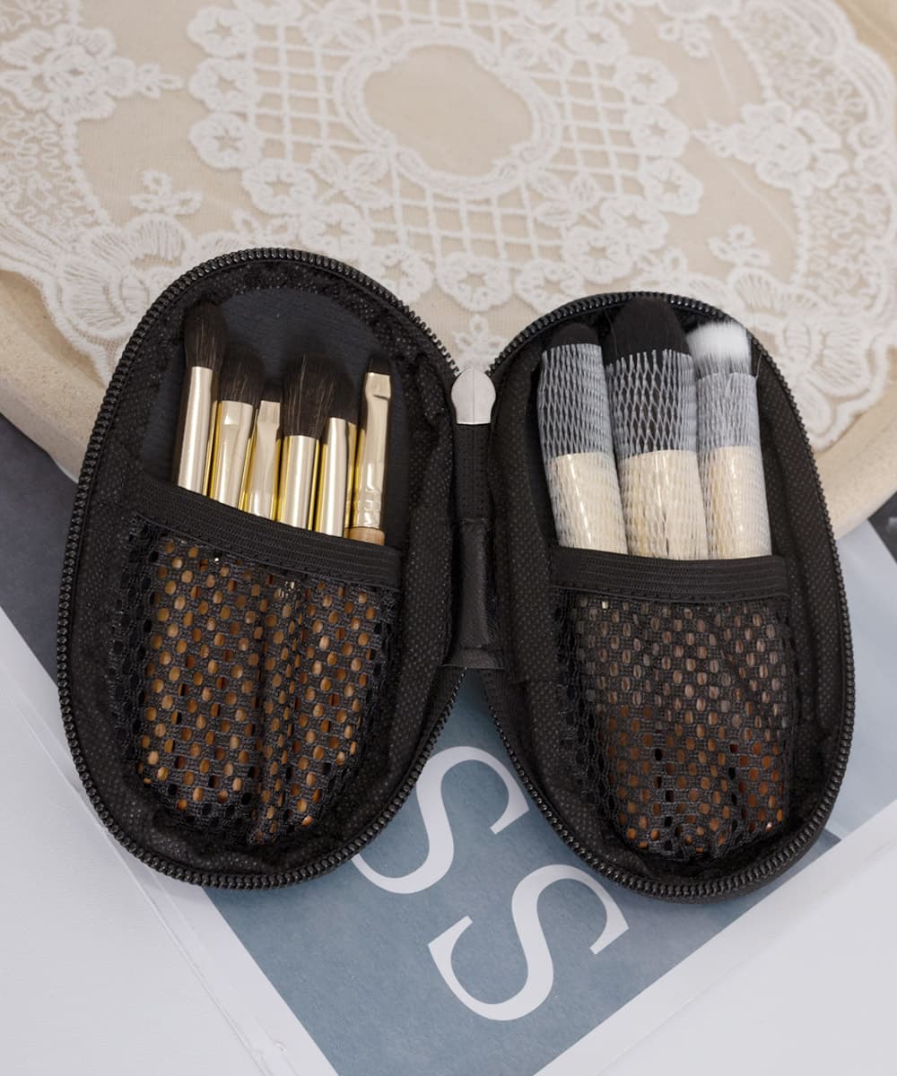 40代女性プレゼント 木製ハンドル化粧筆9本セット 収納ケース付き