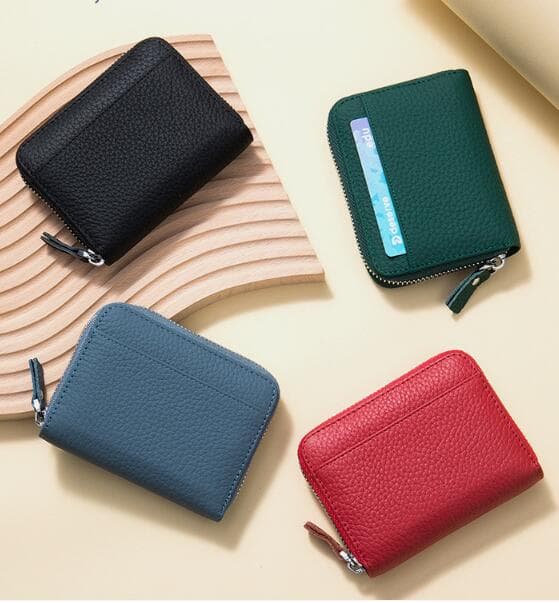 40代女性プレゼント 牛革コンパクト財布 小銭入れ付きカードケース